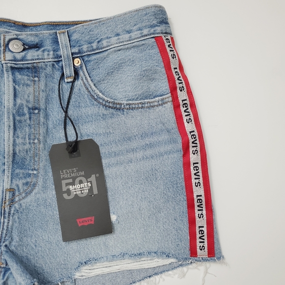 Levi's 501 High Rise Shorts Ripped Distressed - Picture 3 of 3